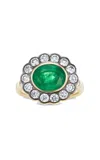 Marlo Laz Alexandra 14k Yellow Gold; Emerald And Diamond Ring In Green