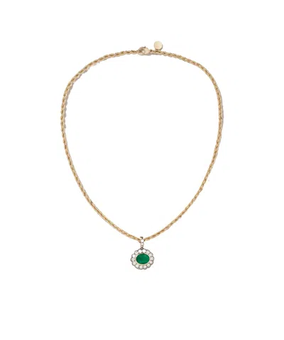 Marlo Laz 14-karat Yellow And White Gold, Emerald And Diamond Necklace