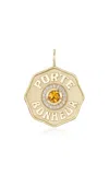 Marlo Laz Large Porte Bonheur 14k Yellow Gold Citrine Pendant