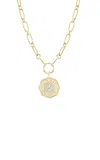 Marlo Laz Large Porte Bonheur 14k Yellow Gold Diamond; Aquamarine Necklace