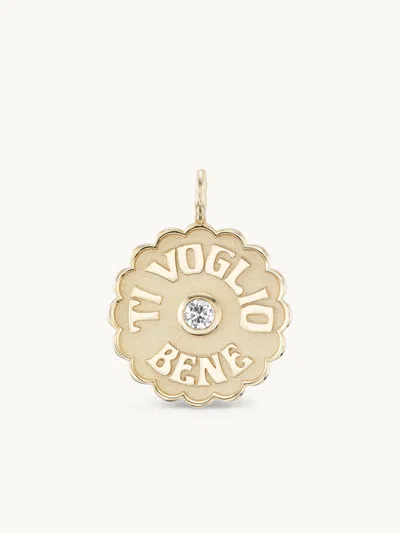 Marlo Laz Large Raised Gold Ti Voglio Bene Charm Yellow Gold