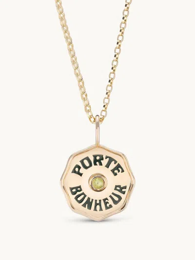 Marlo Laz Mini Porte Bonheur Peridot Charm In Gold