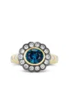 Marlo Laz Montana 14k Yellow Gold; Diamond And Sapphire Ring In Blue