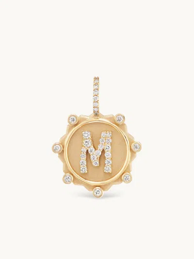 Marlo Laz Pavé Alphabet Coin Charm In Gold