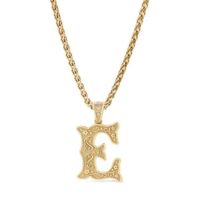 Marlo Laz Small Southwestern Letter Charm Necklace In Gold