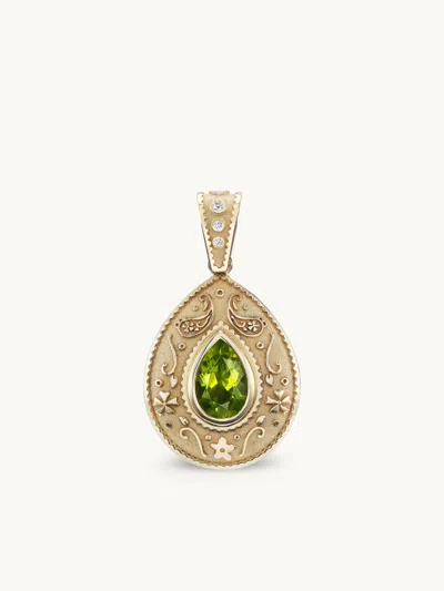 Marlo Laz Southwestern Pear Charm Peridot In Gold