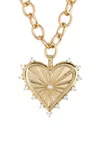 Marlo Laz Spiked Heart 14k Yellow Gold Diamond Coin Necklace In Gold
