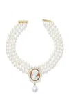 Marlo Laz The Artemis 14k Yellow Gold Pearl Cameo Necklace In White