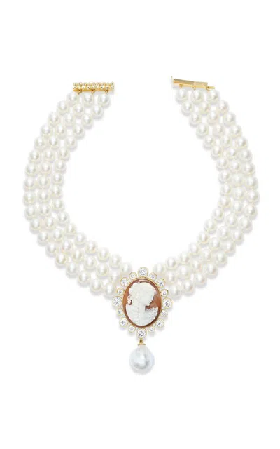 Marlo Laz The Artemis 14k Yellow Gold Pearl Cameo Necklace In White