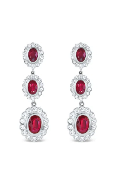 Marlo Laz The Celine 14k Yellow Gold Diamond; Ruby Earrings In Red