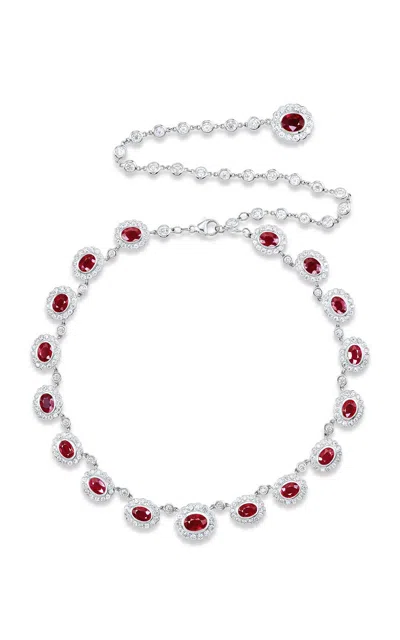 Marlo Laz The Celine 14k Yellow Gold Diamond; Ruby Necklace In Red