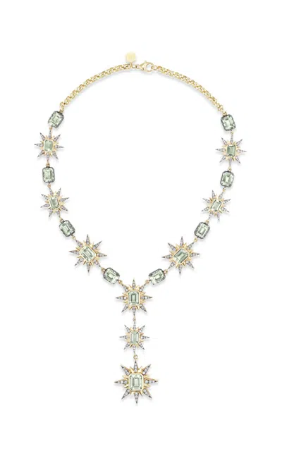 Marlo Laz The Estee 14k Yellow Gold Diamond; Amethyst Necklace In Green