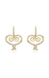 Marlo Laz Venetian Heart 14k Yellow Gold Diamond Earrings