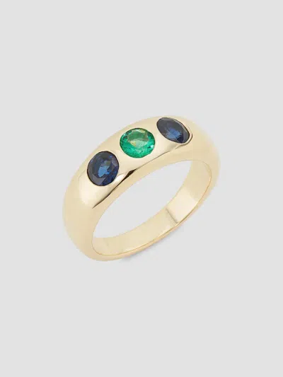 Marlo Laz Women's Gemma 14k Yellow Gold, Blue Sapphire & Emerald Ring