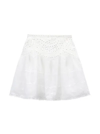 Marlo Kids' Rose Mini Skirt In White