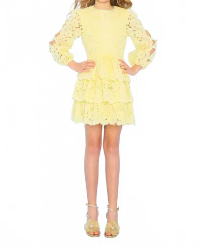 Marlo Kids' Skyla Sleeve Embroidered Mini Dress In Yellow