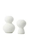 Marloe Marloe Lava + Bone Textured Candle Holders (set Of Two) In White