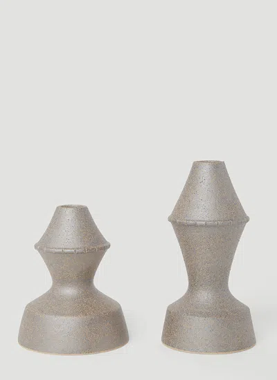 Marloe Marloe Set Of Two Amal Candle Holder In Grey