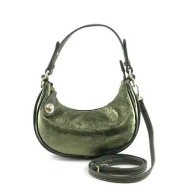 Marlon Metallic Leather Bi-colour Saddle Bag In Green