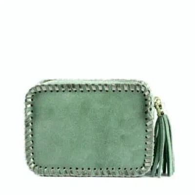 Marlon Saddle Stitch Leather Bag In Suede In Green