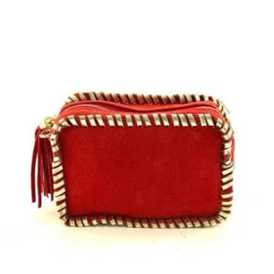 Marlon Saddle Stitch Leather Bag In Suede In Red