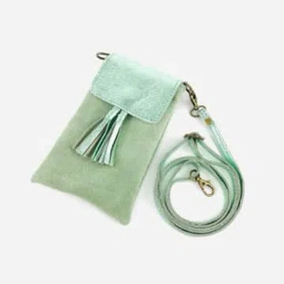 Marlon Small Suede And Leather Phone Friendly Handbag In Green