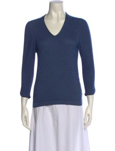 Pre-owned Marlowe Cashmere V-neck Sweater In Blue
