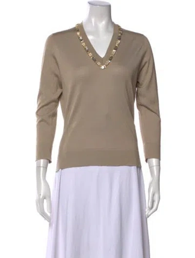 Pre-owned Marlowe Cashmere V-neck Sweater In Neutral