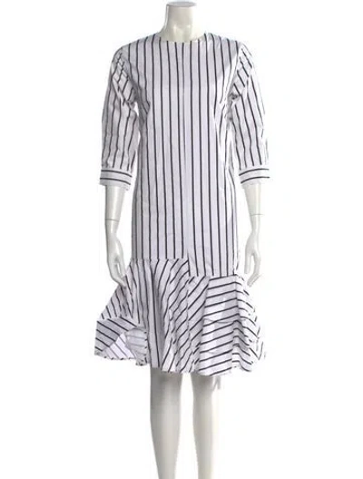 Pre-owned Marlowe Striped Knee-length Dress In White