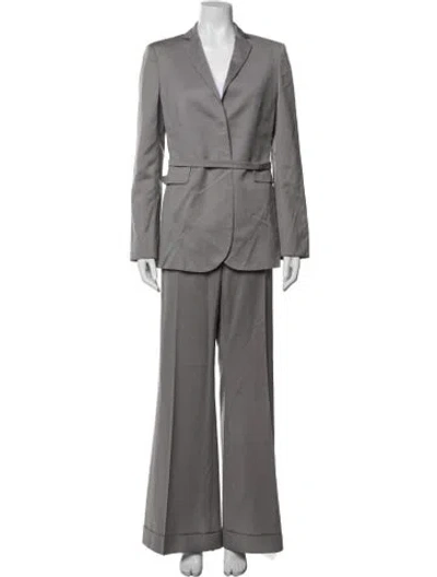 Pre-owned Marlowe Wool Beaded Accents Pantsuit In Gray