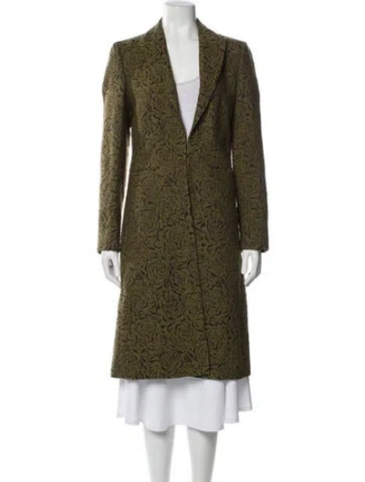 Pre-owned Marlowe Wool Tweed Pattern Coat In Green