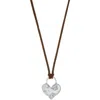 Marlyn Schiff Adjustable Heart Charm Suede Pendant Necklace In Multi