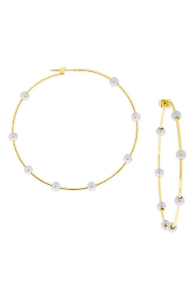 Marlyn Schiff Ball Hoop Earrings In Gold