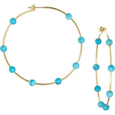 Marlyn Schiff Ball Hoop Earrings In Gold