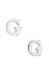 Marlyn Schiff Block Letter Initial Stud Earrings In Silver