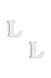 Marlyn Schiff Block Letter Initial Stud Earrings In Silver