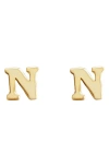 Marlyn Schiff Block Letter Initial Stud Earrings In Gold