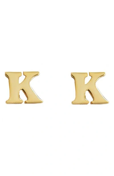 Marlyn Schiff Block Letter Initial Stud Earrings In Gold