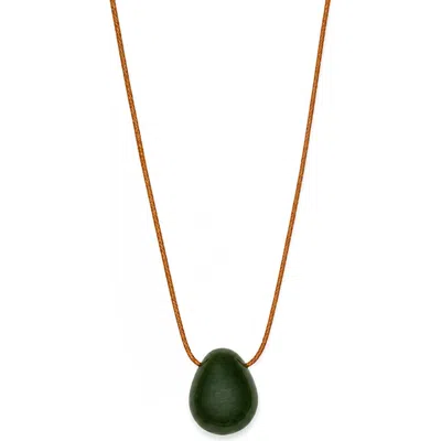 Marlyn Schiff Bodie Resin Pendant Necklace In Tan Moss