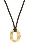Marlyn Schiff Circle Charm Suede Pendant Necklace In Gold