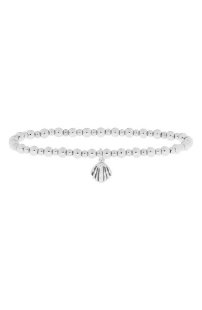 Marlyn Schiff Clam Shell Charm Ball Stretch Bracelet In Silver