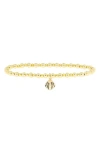 Marlyn Schiff Clam Shell Charm Ball Stretch Bracelet In Gold