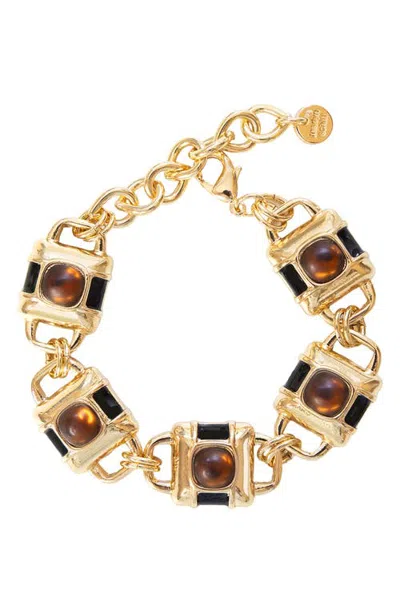 Marlyn Schiff Clara Goldtone Cabochon Link Bracelet
