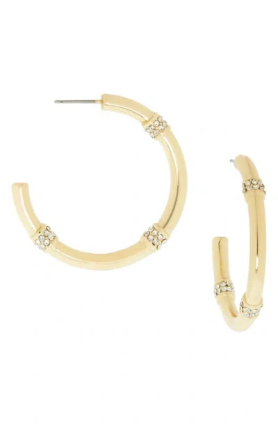 Marlyn Schiff Crystal Detail Hoop Earrings In Gold