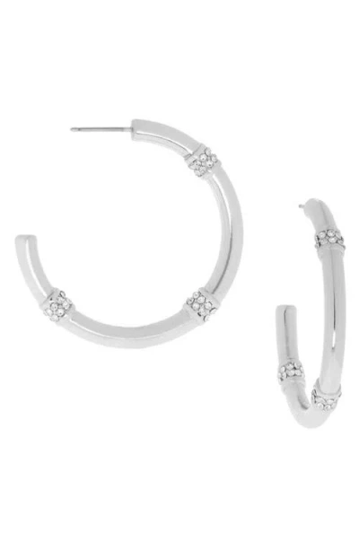 Marlyn Schiff Crystal Detail Hoop Earrings In Metallic
