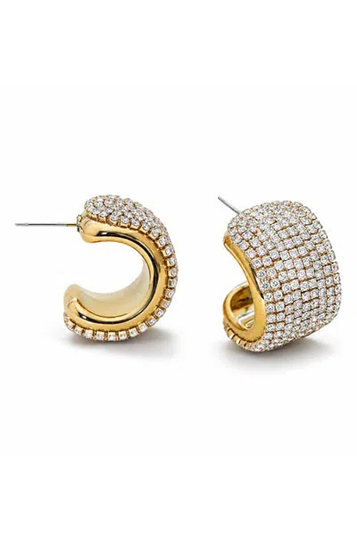 Marlyn Schiff Cubic Zirconia Domed Hoop Earrings In Gold Clear