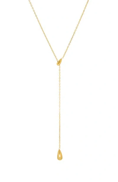Marlyn Schiff Droplet Waterproof Lariat Necklace In Gold