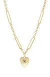 Marlyn Schiff Etched Heart Pendant Necklace In Gold