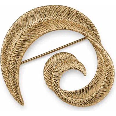 Marlyn Schiff Feather Swirl Pin In Antique Gold