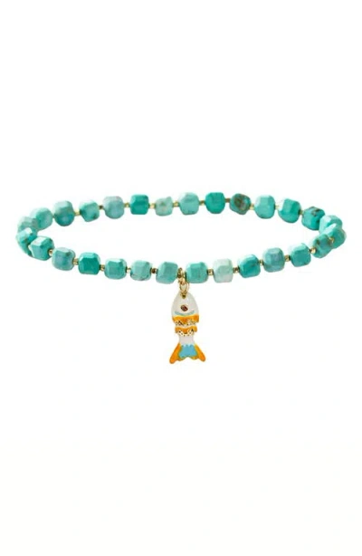 Marlyn Schiff Finn Fish Turquoise Stretch Bracelet In Blue